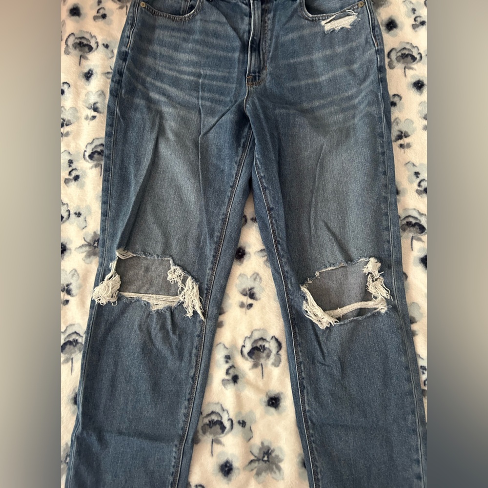American Eagle Outfitters Blue Skinny Jeans with Distressing